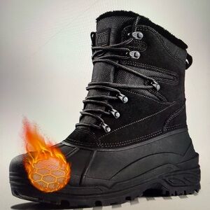 Men's Black Insulated Snow Boots
